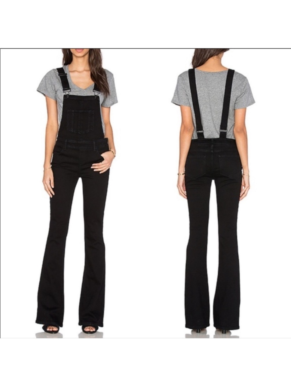 Paige Tavi Flare Black Women's Overalls Jeans